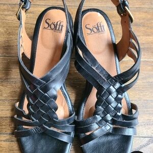 Sofft Black Braided Block Heel Sandal Size 8 NEW WITHOUT BOX